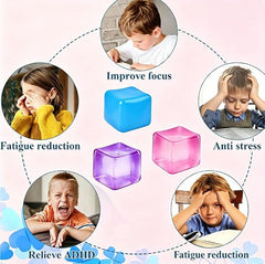 Premium Big Block Cube ,Ice Cube Squishies Toys,Durable, Slow-Rebound fingertip Exquisite Spherical ice Cube with boxGift-Ready (Blue)