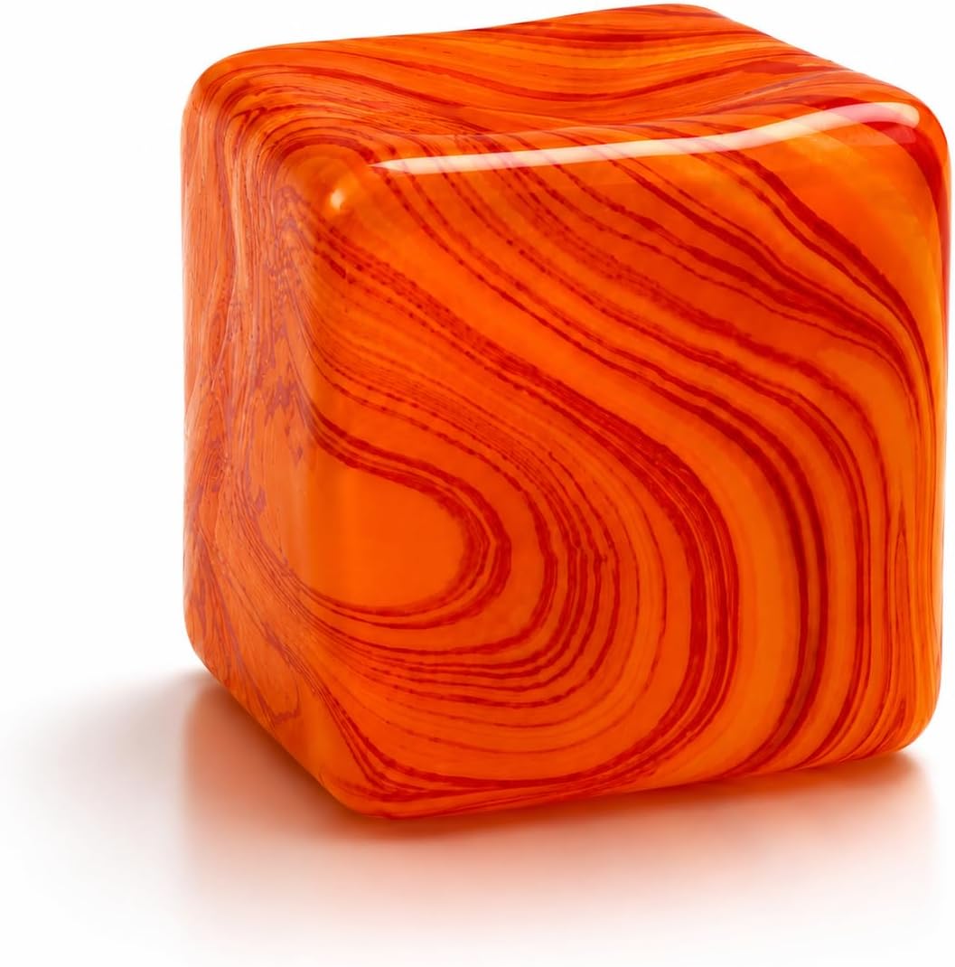Jiezipaeasy Ice Cube Stress Ball 5cm(1.98", Marble Veined Squishy Fidget Toy for Adults & Kids, Soft Slow Rebound Sensory Toy for Stress & Anxiety Relief, Stretchy Non-Sticky Desk Toy (Orange)