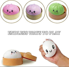 Mystery Dumpling Squeeze Toys Stress Balls Sensory Toy Soft Squeeze Decompression Dough for Adults (Pink)