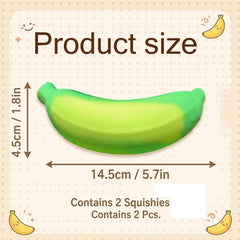 2 PCS Banana Squishy Set, Temperature-Sensitive Color Changes from Green to Yellow，Squishy Banana with Thermo-Responsive Surface for Desk Display and Everyday Handling