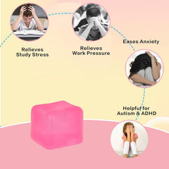 Ice Cube Squishy Toy 3.5cm (1.38") – Gel-Filled Slow Rising Squeeze Cube for Kids Ages 3+ & Adults, Mini Sensory Desk Toy for Classroom Rewards, Party Favors & Everyday Play (Pink)