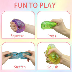 Anditoy Dumpling Stress Balls Glitter Squishy Toys Giant Squishy Mystery Box Squeeze Toys for Adults Stress Relief Desk Toys Kids Party Favors Birthday Gifts (Blue)