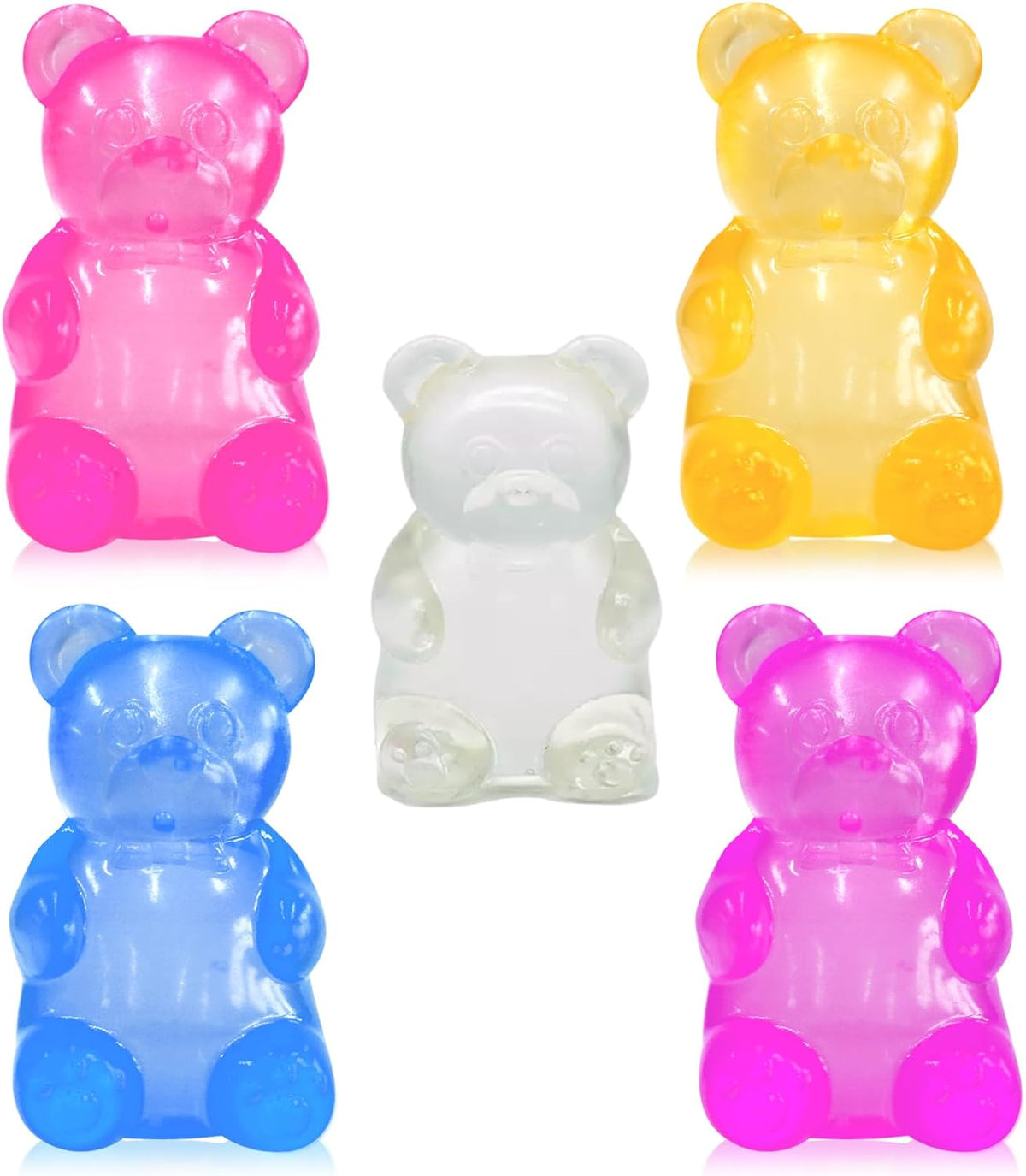 5PCS Valentines Day Gummy Bear Toys |Sugar Filled Bear Squishy Toys|Gel Ultra Squishies High Density Squeeze Balls | Valentine's Party Favors Classroom Prize Party Favors Toys Tall 3.5 Inches