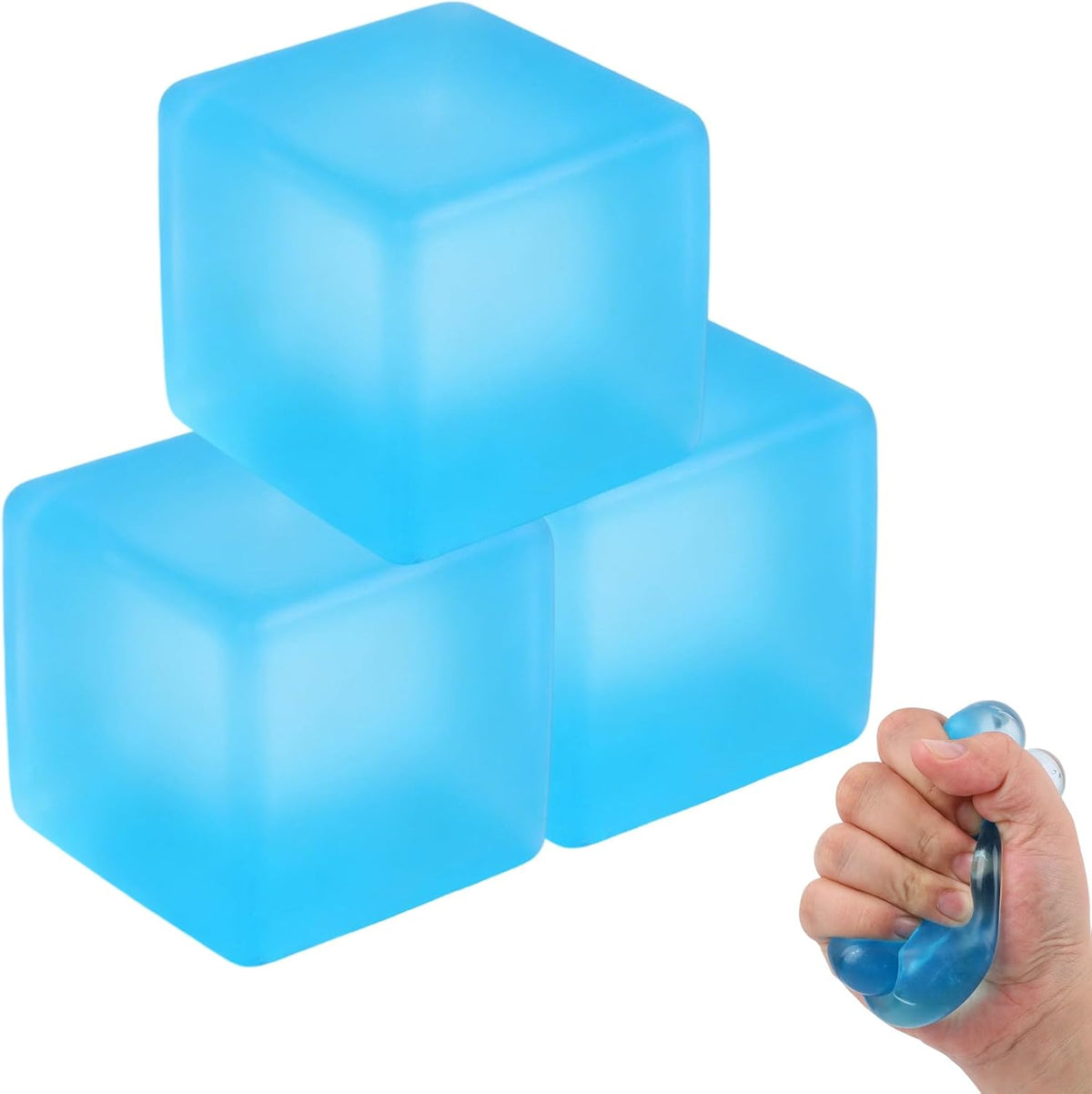 3PCS Nee Cube Squishy Stress Cube,Squishy Stress Ice Cube Fidget Toys,Slow Rising Stretchy Ice Cube Sugar Balls Squeeze Toys for Adult Use in Offices Homes