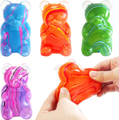 4Gummy Bear Stress Toys |Sugar Filled Bear Squishy Toys|Gel Ultra Squishies High Density Squeeze Balls |Classroom Prize Party Favors Toys Tall 3.5 Inches Colors May Vary