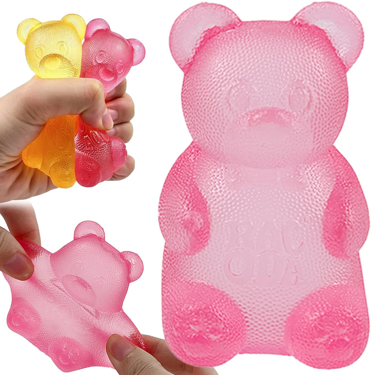 Pink Stretch Filled Squeeze Toys for Sensory Play，Maltose Bear & Sugar Ball Designs, Squishies Anxiety Relief & Focus Toy, Sensory Fidget Toys for Adults, Kids, Slow Rising Squishy Stress Balls