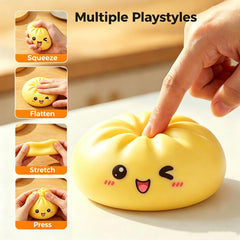 Dumpling Squishies, Fast Rebound Stress Ball Fidget Sensory Toy | Colorful Dumpling Squishy Set with Steamer, Fast Rebound Squeeze Toy, Soft Stretchy Desk Stress Relief Toy