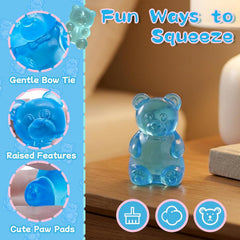 Gummy Bear Toys, Stress Bear Squishy Balls, Sugar Filled Squishy Toys for Kids Stress Relief, High Density Squeeze Balls for Students Calming, Ultra Soft Fidget Toys for Anxiety Relief