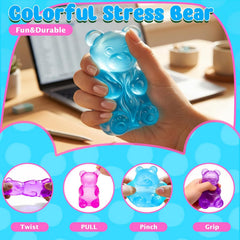 3 Pcs Easter Cute Gummy Bear Stress Relief Stress Ball, Slow Rising Squishy Squeeze Anxiety Relief & Focus Toy, Sensory Fidget Toys for Adults, Teens, Autistic ,ADHD, Classroom Prize，Party Favors
