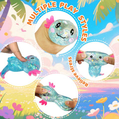 Axolotl Squishy Stress Relief Toy Glitter Fidget Toys Cute Malt Sugar Axolotl Toy Fidget Toys for Kids Youth Adult, Party Favors Anxiety Relief Squishy Toys(Blue)