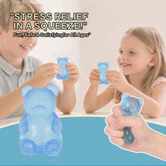 Gummy Bear Squishy Toy for Kids Ages 3+ & Adults, Slow Rising Squeeze Bear, Soft High-Density Handheld Sensory Toy, Cute Party Favor, Classroom Prize & Desk Toy (Blue)