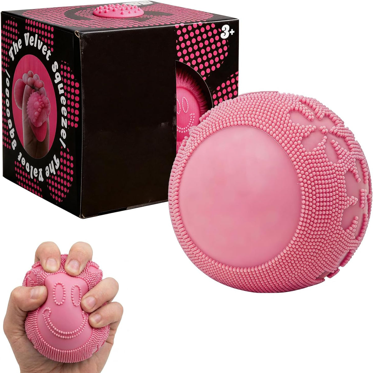 Fuzz Ball Squishy Stress Ball Toy，Fuzzball Squishy，Soft Fidget Toy for Anxiety Relief, Sensory Squishy Ball Calming Tactile Grip for Soft Stress Relief Ball for Kids and Adults (Pink)
