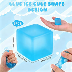 6 Pack Stress Cube, Slow Rising Ice Cube Stress Balls, Sensory Fidget Toy for Anxiety Relief, Square Shape Squishy Balls, Nice Cube Squishy for Party Favors