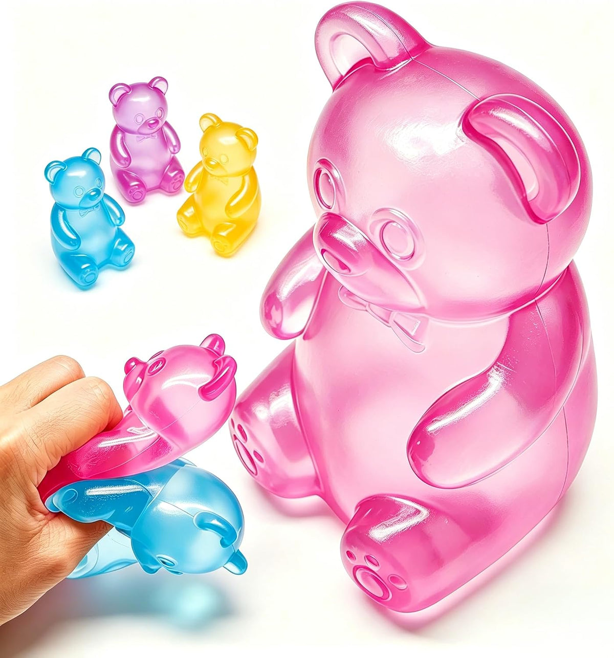 Fidget Toys Squishy Gummy Bear, Stress Cube Squishies Anxiety Stress Relief, Ice Squishy Stress Cube-Drop Malt Sugar Balls, Sensory Ball for Kids with Autism