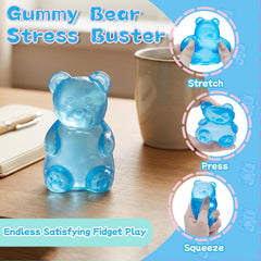 Gummy Bear Toys, Stress Bear Squishy Balls, Sugar Filled Squishy Toys for Kids Stress Relief, High Density Squeeze Balls for Students Calming, Ultra Soft Fidget Toys for Anxiety Relief