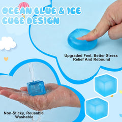 3PCS Nee Cube Squishy Stress Cube,Squishy Stress Ice Cube Fidget Toys,Slow Rising Stretchy Ice Cube Sugar Balls Squeeze Toys for Adult Use in Offices Homes