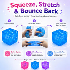 Stress Cube Squishy Toy, 1.97 Inch Slow Rising Fidget Stress Ball with Snowflake Inside, Silent Anxiety Relief Sensory Toy for Adults & Kids, Leakproof Gift-Ready Squeeze Cube