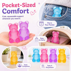 Gummy Bear Squishy, Sensory Fidget Toy Toys for Anxiety Stress Relief,Squishies Sensory Toy for Adults Kids Teens,Purple Stress Ball for Classroom Prize, Birthday Gifts Party Favors