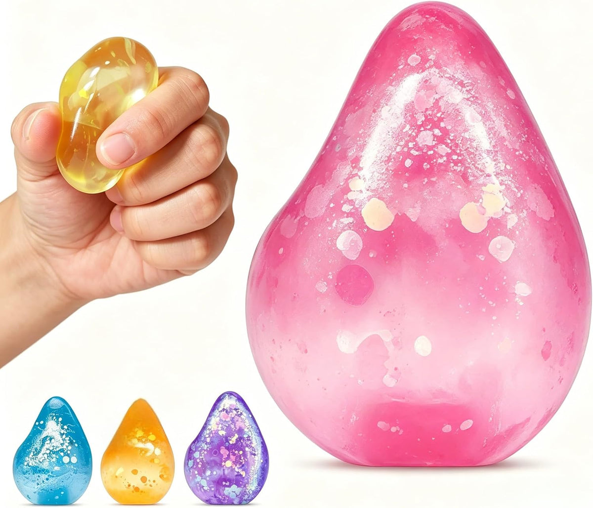 Fidget Toys Stress Cube, Cube Squishies Anxiety Stress Relief, Ice Squishy Stress Cube-Drop Malt Sugar Balls, Sensory Toys for Kids with Autism, Fidgets for Classroom Prize Toys (1pack Pink)