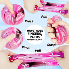 Ice Cube Squishy Fidget Toy Purple Stress Ball Squeeze Toys Stress 5cm(1.97") Veined Ice Cube Squishy Fidget Sensory Toys Kids Youth Adult Puffwize (Pink)