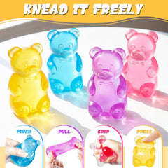 Bear Squishy Toy, Slow Rising Stress Relief Sugar Squeeze Toys for Kids & Adults, High Density Sensory Stress Balls, Stocking Stuffers, Birthday Party Favors, Anxiety Relief Toys for Boys Girls (Blue)