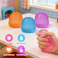 Gumdrop Squishy 3 Pack, Stress Balls Fidget Toys for Kids and Adults, Durable Squishy Gumdrops Candy-Shaped Balls for Classroom Prizes, Party Favors, Easter Basket Stuffers, and Easter Gifts