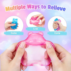 4Pcs Gummy Bear Squishy,Stress Bear Taba Squishy Toys,Slow Rising Stress Relief Squeeze Toys,Cute Fidget Toys for Kids Adults,Party Favors & Gifts