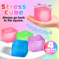 4 Pack Stress Cube, Slow Rising Ice Cube Stress Balls for Adults Kids, Sensory Fidget Toy for Anxiety Relief, Square Shape Squishy Balls for Classroom Prizes, Cube Squishy for Party Favors