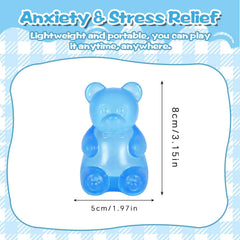 Bear Squishy Toy for Kids Ages 3+ & Adults, Slow Rising Gummy Bear Squeeze Toy, Soft High-Density Foam Sensory Bear for Desk, Classroom, Home & Office(Blue)