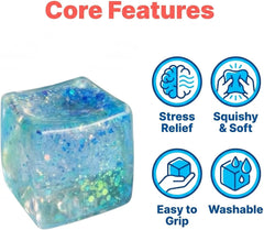 Stress Balls Squeeze Toys, Exquisite Cube, Cooling Cube Toy, Sensory Toy for Adults to Relieve Anxiety and Stress Fidget Toy Ice Cube, Nice Ball Cubes with Box