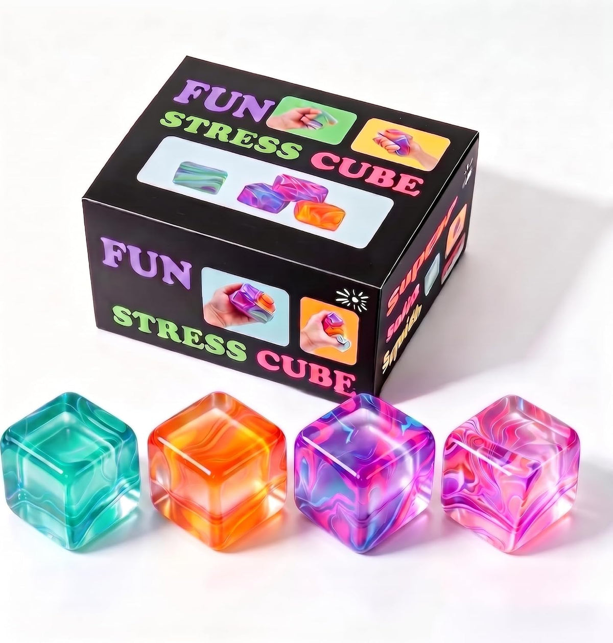 1Pcs 2.2" Stress Cube Sensory Fidget Toy, Stress & Anxiety Relief Ice Cube Sugar Squeeze Ball for Kids Adults, Slow Rising Squishy Toy, Nice Ideal for Party Favors (Blue)