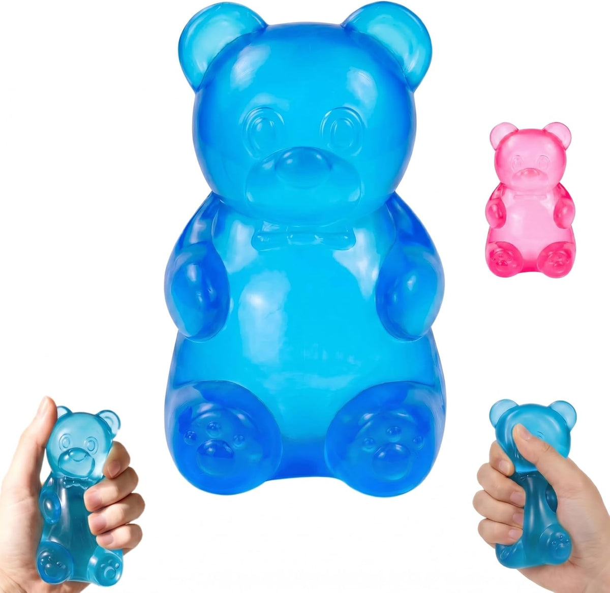 Gummy Bear Squishy Toy, Transparent Squeeze Toy, Stress Relief for Daily Relaxation - Flexible Elastic Decompression - Comfort Venting Fidget Toy for Gifting (Blue)