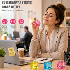 Premium Block Cube Squishy-Squishy Stress Cube,Slow Rise Fidget Cube Squishies Sensory Soft High Density Ice Squeeze Ball Fidget Toy Ice Cube Slow Rise (Blue)