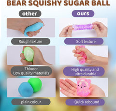 12Pack Fidget Toys Squishy ，Cute Bear Squeeze Ball , Bulk Squishy Fidget Squeeze Play Toys，Pull Stretch Classroom Prize Party Favors Toys for Kids