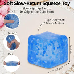 Squishy Ice Cube Fidget Toy 2.75inch/7cm, Sugar Ball Squishy Cube for Kids Adults, Soft Squishies Stress Relief Sensory Toy for Autism, Classroom Prize Toy Party Favor