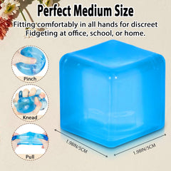 Ice Cube Squishy Stress Ball,1.98"*1.98" Medium Squishy Cube Fidget Toy, Ice Cube Pieces Silent Nice Square Shape Anxiety Sensory Squishy Fidget Toy Slow Rise, Classroom Prizes, Calming(Blue)