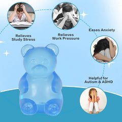 Gummy Bear Squishy Toy for Kids Ages 3+ & Adults, Slow Rising Squeeze Bear, Soft High-Density Handheld Sensory Toy, Cute Party Favor, Classroom Prize & Desk Toy (Blue)