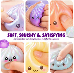 Glitter Dumpling Squishy Mystery Box - UV Color-Changing - Squishies Squeeze Toys - Squishys Big Dumplings Fidget Stress Sensory Toys - Gifts for Kids, Teens, Girls, Boys - Desk Toy
