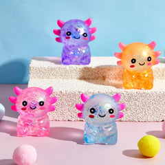 Simgoing 4 Pcs Axolotl Stress Toy Squeeze Axolotl Party Favors 2.56 x 2.64 Inches Malt Sugar Filled Stretchy Fidget Stress Relief Ball Sensory Toys for Adults Soothing Graduation Birthday Party Gift