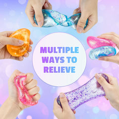 Squishy Stress Balls,Cube Squishies Anxiety Stress Relief Ice Squishy Malt Sugar Balls,Soft Sensory Calming Toys for Kids Teens, Party Favors & Classroom Prizes for Kids - Blue