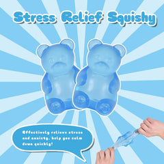Bear Squishy Toy for Kids Ages 3+ & Adults, Slow Rising Gummy Bear Squeeze Toy, Soft High-Density Foam Sensory Bear for Desk, Classroom, Home & Office(Blue)