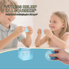 Ice Cube Squishy Toy 3.5cm (1.38") – Gel-Filled Slow Rising Squeeze Cube for Kids Ages 3+ & Adults, Mini Sensory Desk Toy for Classroom Rewards, Party Favors & Everyday Play (blue)