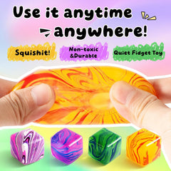 4 Pack Squishy Fidget Toys Stress Cube Bulk, Squishies Slow Rising Stress Balls for Adults Kids, Sensory Fidget Toys for Anxiety Relief, Small Squishy Toys for Classroom Prizes Party Favors