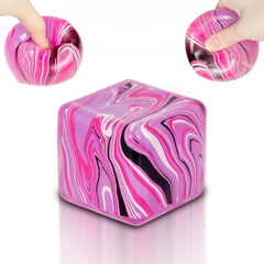 Ice Cube Squishy Fidget Toy Purple Stress Ball Squeeze Toys Stress 5cm(1.97") Veined Ice Cube Squishy Fidget Sensory Toys Kids Youth Adult Puffwize (Pink)