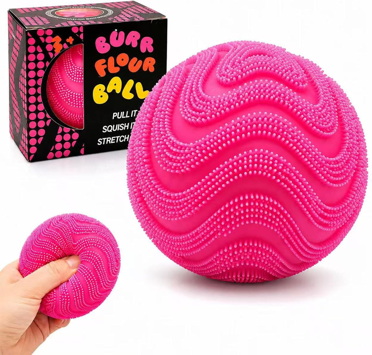 Fuzz Ball Squishy Stress Ball,Soft Fidget Squishy Fuzz Squeeze Ball for Adults,Anxiety Stress Relief Toys,Party Favors Gift for Adults (Pink Ball)