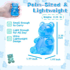 Gummy Bear Toys, Stress Bear Squishy Balls, Sugar Filled Squishy Toys for Kids Stress Relief, High Density Squeeze Balls for Students Calming, Ultra Soft Fidget Toys for Anxiety Relief