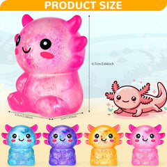Simgoing 4 Pcs Axolotl Stress Toy Squeeze Axolotl Party Favors 2.56 x 2.64 Inches Malt Sugar Filled Stretchy Fidget Stress Relief Ball Sensory Toys for Adults Soothing Graduation Birthday Party Gift
