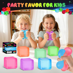 Stress Cube Squishy Fidget Toys, Slow Rising Ice Cube Sensory Stress Balls for Kids Adults Anxiety Relief Squeeze Toy for Classroom Prizes Party Favors (Blue)