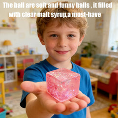 Premium Block Cube Squishy-Squishy Stress Cube,Slow Rise Fidget Cube Squishies Sensory Soft High Density Ice Squeeze Ball Fidget Toy Ice Cube Slow Rise (Pink)
