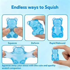 Gummy Bear Squishy Toy, Transparent Squeeze Toy, Stress Relief for Daily Relaxation - Flexible Elastic Decompression - Comfort Venting Fidget Toy for Gifting (Blue)